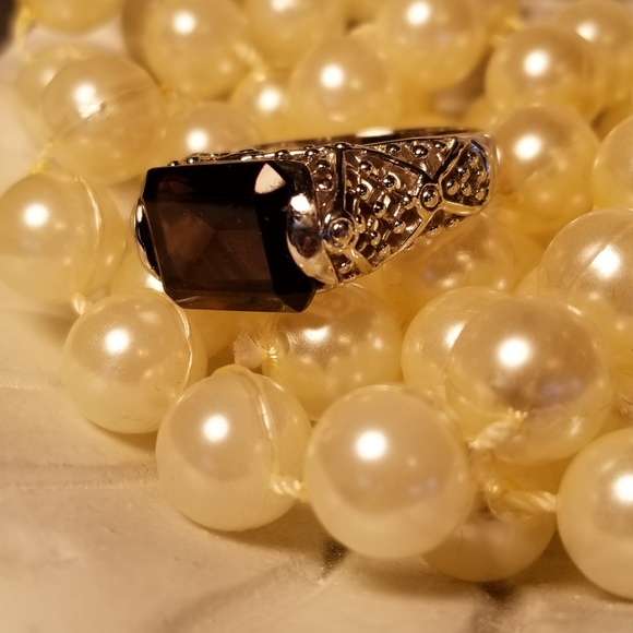 Smoky Espresso Topaz Emerald Cut Lia Sophia Ring - Picture 6 of 15